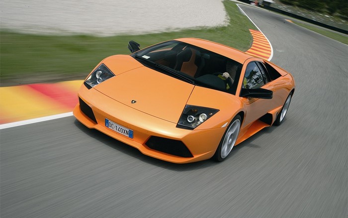 Orange Lamborghini Murcielago on a race track