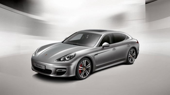 Silver Porsche Panamera Turbo sedan