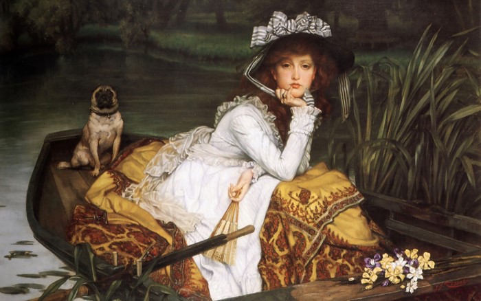Woman and Pug in a Boat
