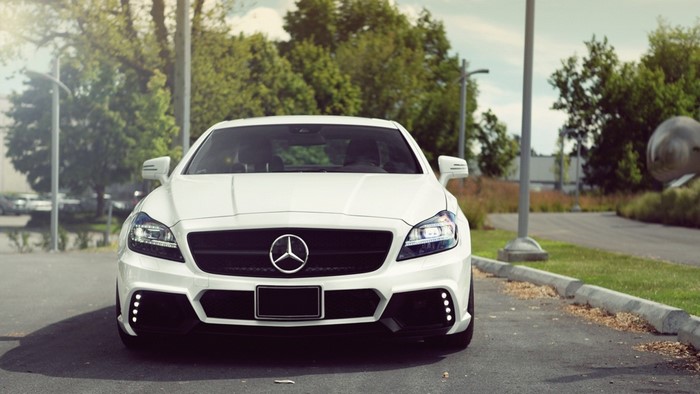 White Mercedes-Benz CLS Class parked outdoors