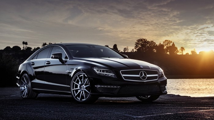 Black Mercedes Benz S Class Sedan at Sunset