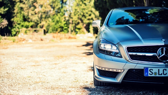 Mercedes-Benz CLS front view on gravel road