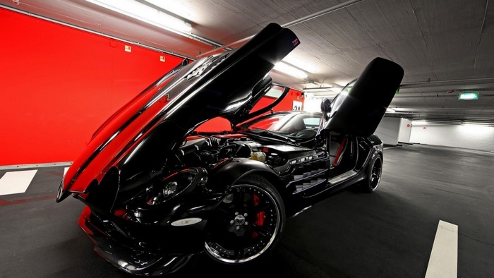Black Mercedes-Benz Supercar with Doors Open