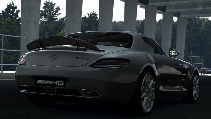 Mercedes-Benz SLS AMG sports car rear view