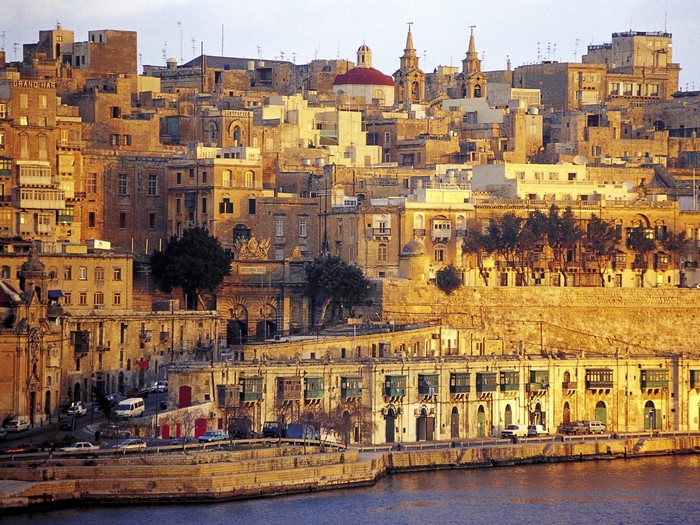 Valletta cityscape with historic buildings and waterfront
