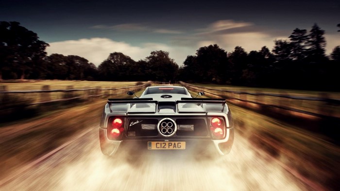 Pagani Zonda C12 PAG driving on a dirt road