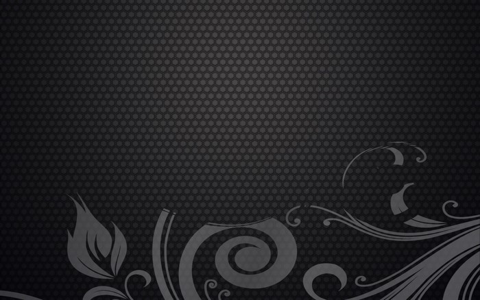 Abstract floral design on a dark hexagonal pattern