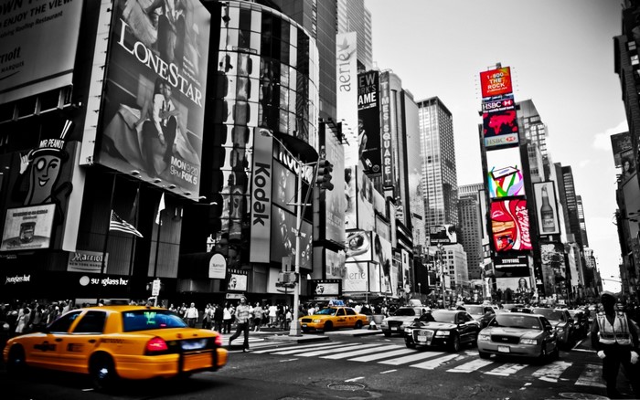 Times Square New York City with Yellow Cabs