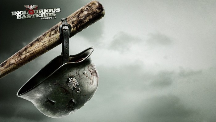 Inglourious Basterds movie poster with baseball bat and helmet