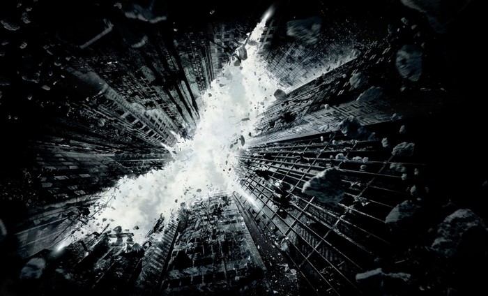 Batman logo formed by buildings in The Dark Knight Rises