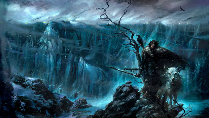 Jon Snow and Ghost from Game of Thrones at The Wall