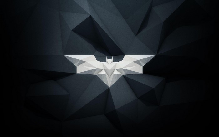 Origami Batman Logo on Geometric Dark Background