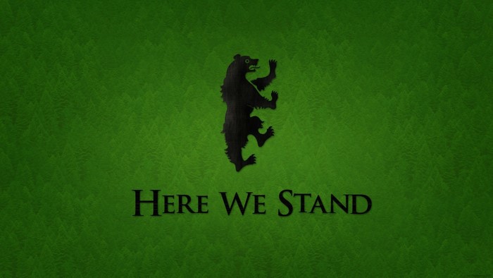 House Mormont sigil and motto "Here We Stand"