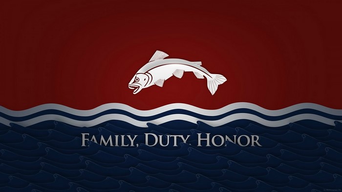 House Tully sigil with motto from Game of Thrones