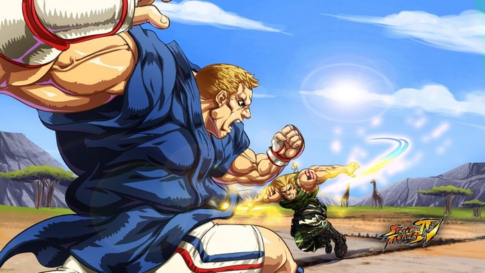 Guile and Cammy from Street Fighter IV fighting in Africa