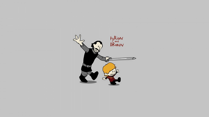 Tyrion and Bronn from Game of Thrones in Calvin and Hobbes style