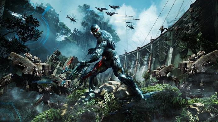 Crysis 3 screenshot of Prophet with alien machines