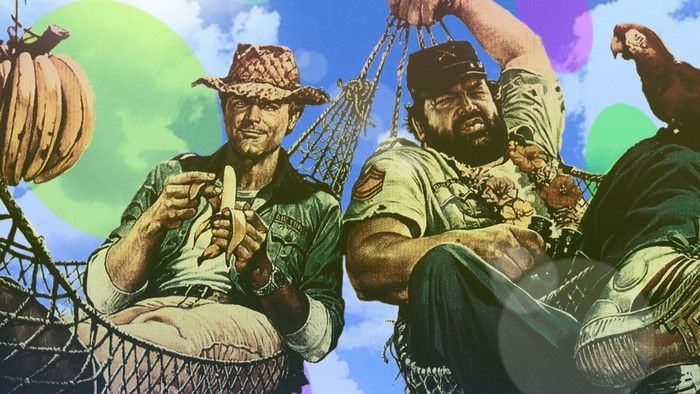 Bud Spencer and Terence Hill in a hammock