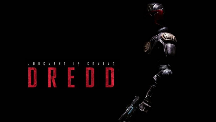 Dredd movie title with character silhouette
