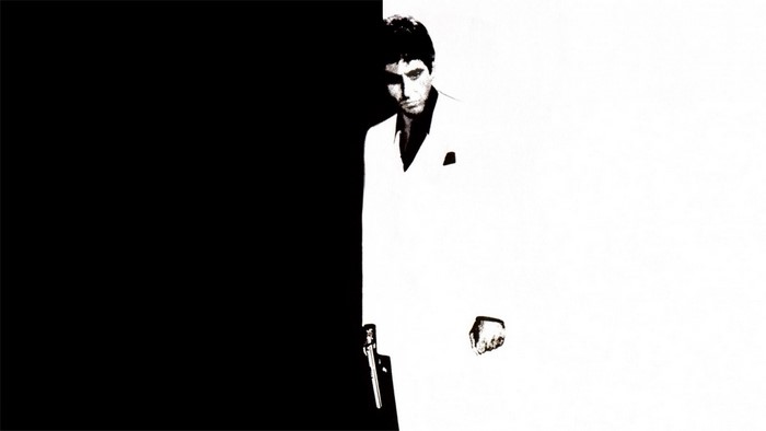 Scarface Movie Icon in Black and White Contrast