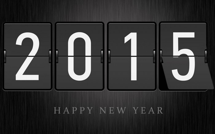 Flip clock displaying 2015 and "Happy New Year"