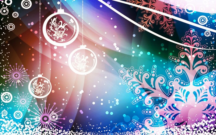 Abstract Christmas ornaments and snowflakes illustration