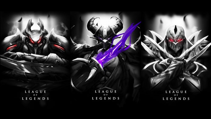 Zed, Nocturne, and Kassadin from League of Legends