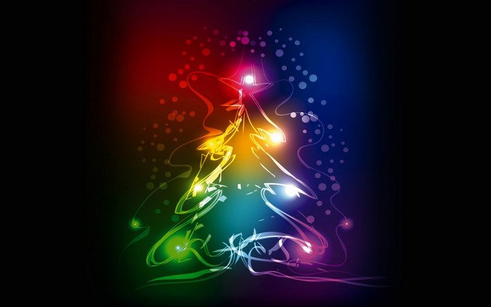 Abstract Christmas Tree with Rainbow Lights