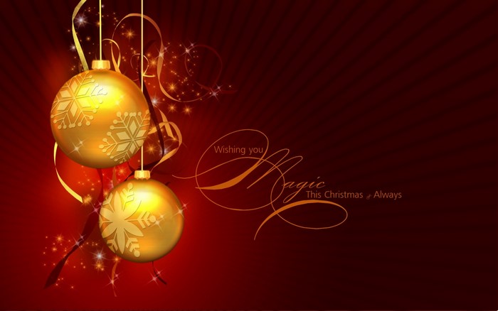 Golden Christmas Ornaments with Red Ribbon