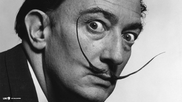Salvador Dalí portrait with distinctive mustache