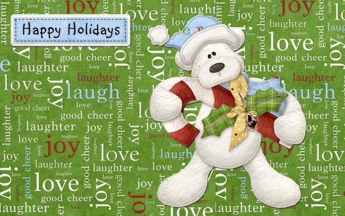 Happy Holidays teddy bear with candy cane