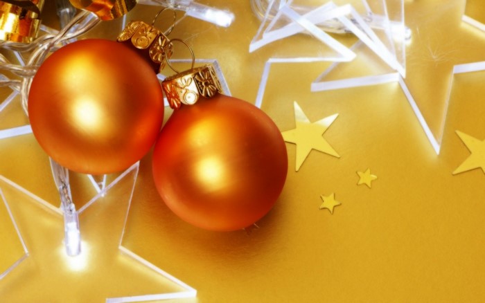 Golden Christmas Ornaments with Star Lights