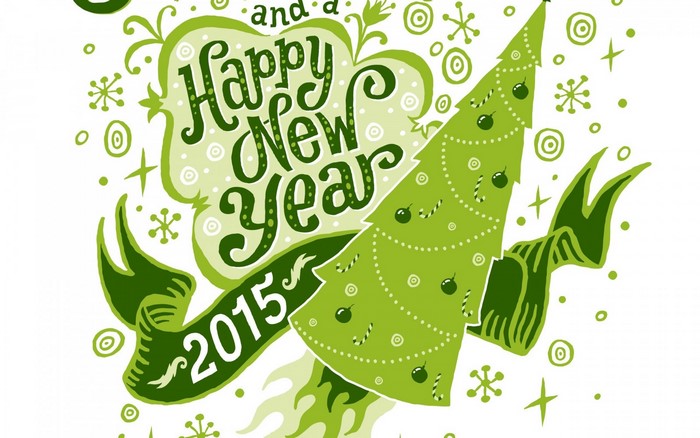 Happy New Year 2015 illustration with Christmas tree