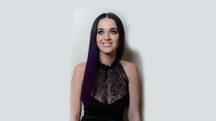 Katy Perry in a black lace dress
