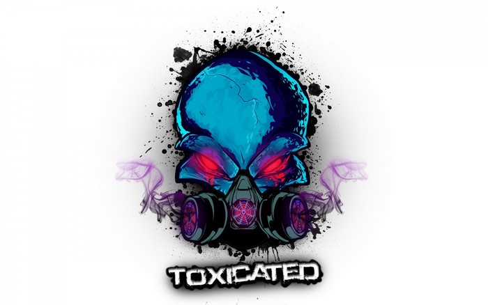 Toxicated skull with gas mask logo