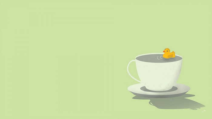 Illustration of a rubber duck in a teacup