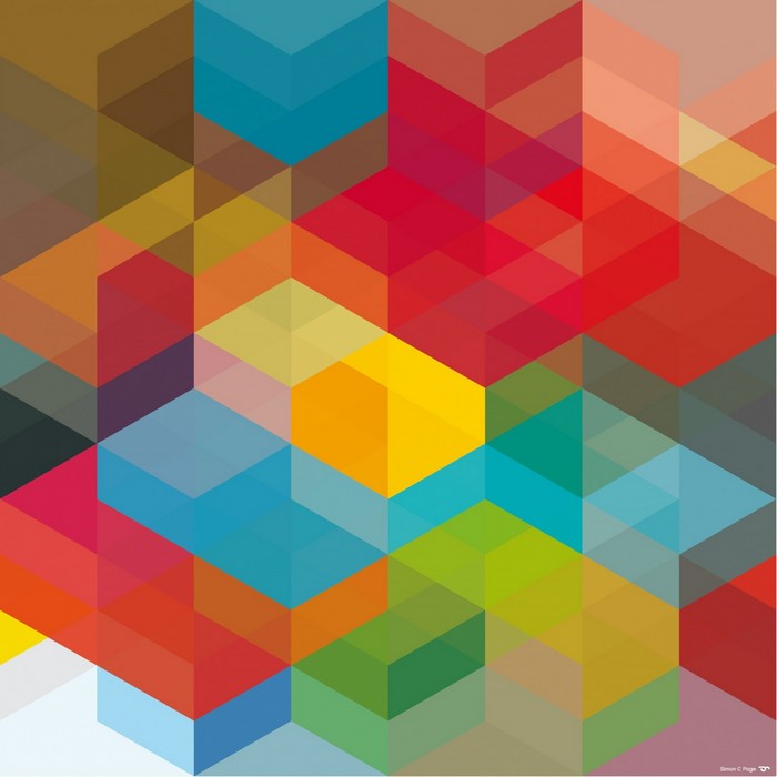 Abstract geometric pattern with colorful cubes