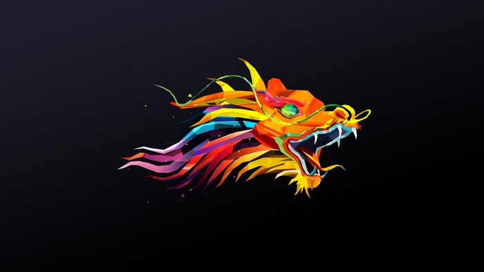 Abstract geometric dragon head illustration
