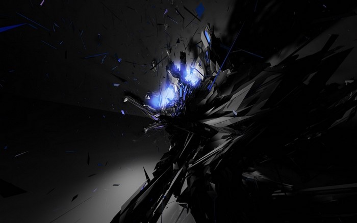 Abstract dark explosion with blue light