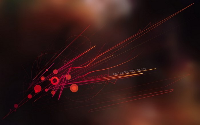 Abstract red and orange lines and circles on dark background