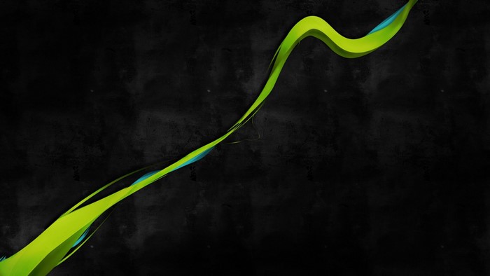Abstract green and blue wave on black background