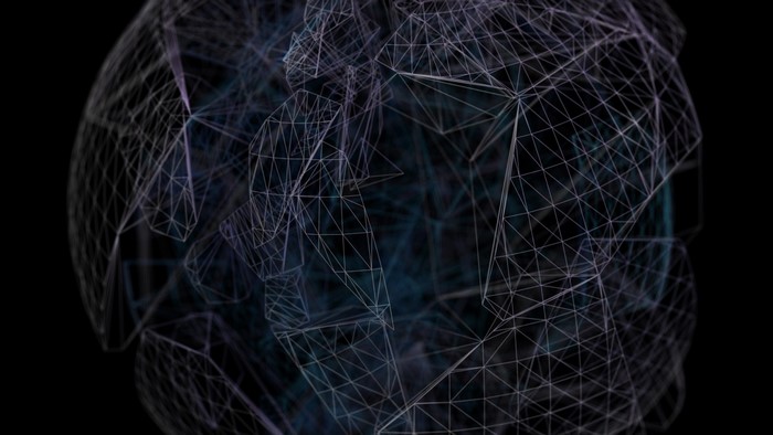 Abstract geometric sphere with dark background