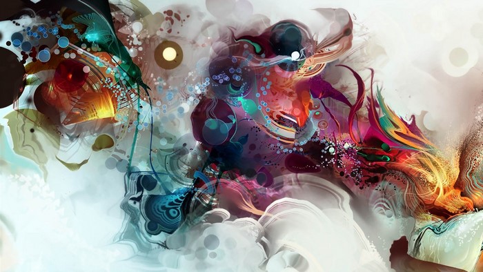 Abstract colorful illustration with bubbles and swirls