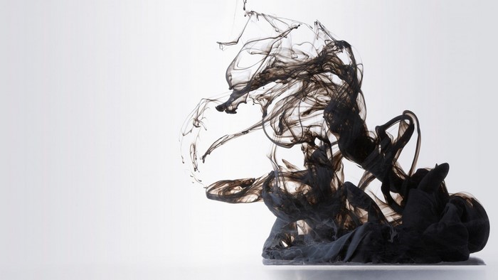 Abstract black ink cloud in water