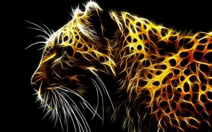 Abstract Neon Fractalius Leopard Profile