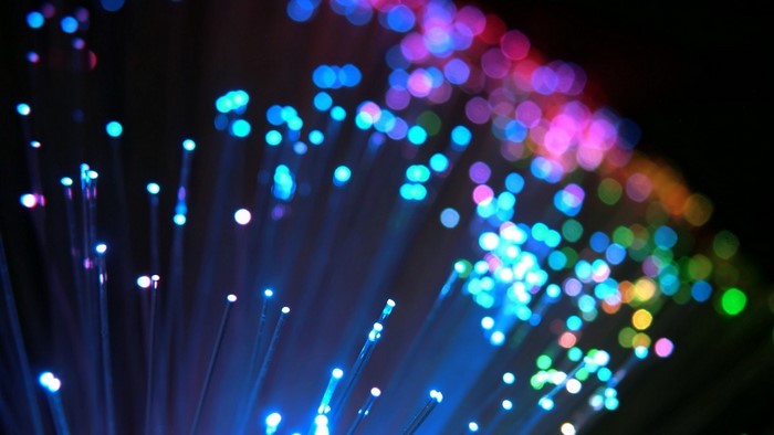 Abstract macro of colorful fiber optic lights
