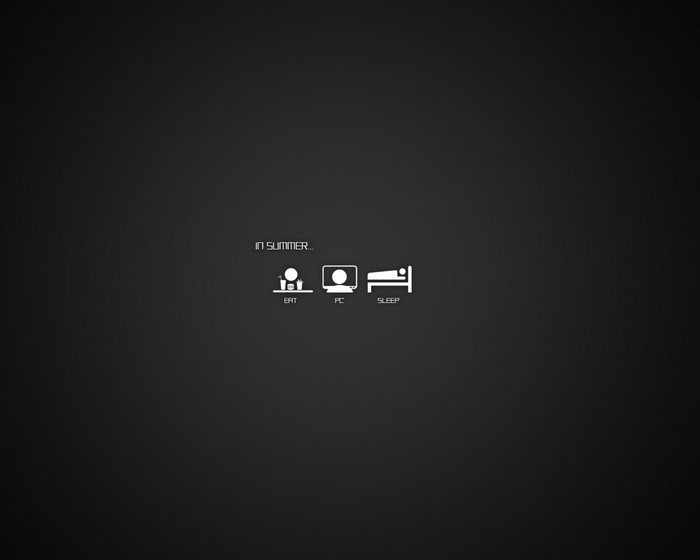 Minimalist icons for Eat, PC, Sleep in summer