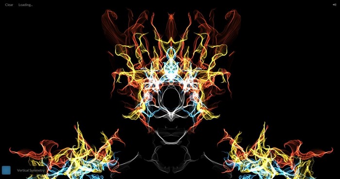 Abstract fractal flame art with vertical symmetry