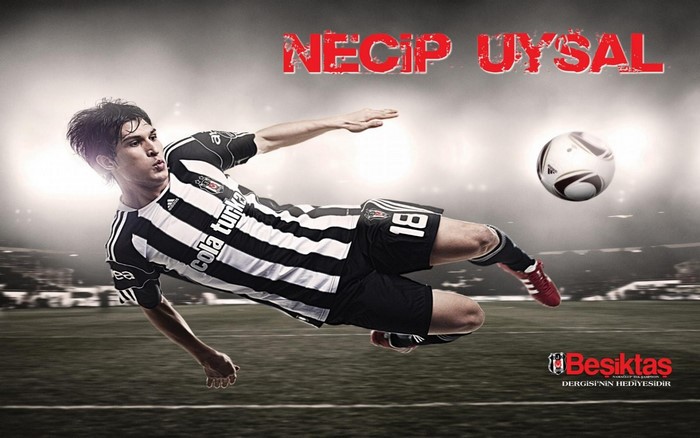 Necip Uysal playing soccer for Besiktas