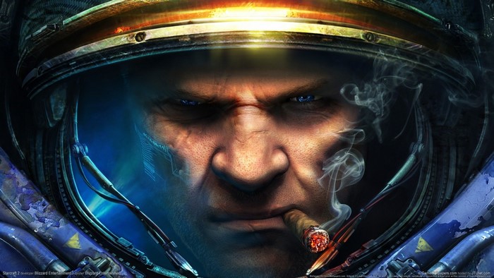 Jim Raynor from Starcraft II smoking a cigar